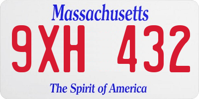 MA license plate 9XH432