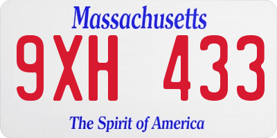 MA license plate 9XH433