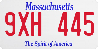 MA license plate 9XH445