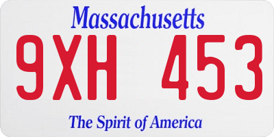 MA license plate 9XH453