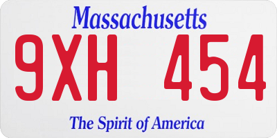 MA license plate 9XH454