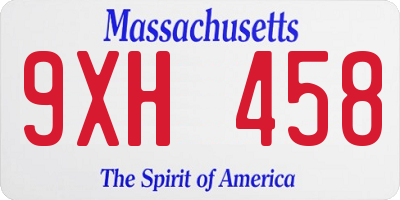 MA license plate 9XH458