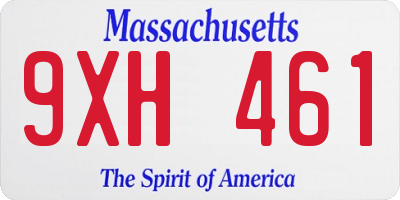 MA license plate 9XH461