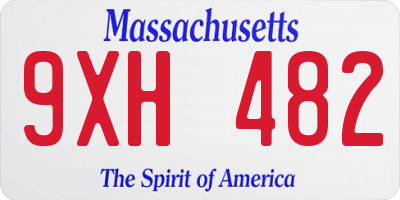 MA license plate 9XH482