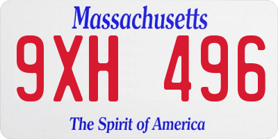 MA license plate 9XH496