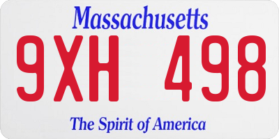 MA license plate 9XH498