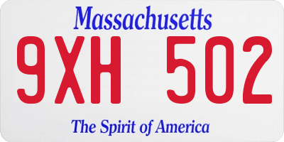 MA license plate 9XH502