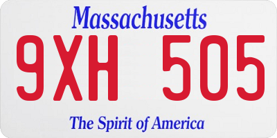 MA license plate 9XH505
