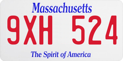 MA license plate 9XH524