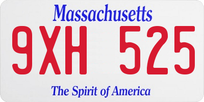 MA license plate 9XH525