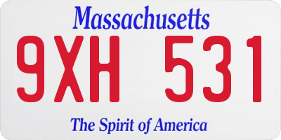MA license plate 9XH531