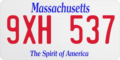 MA license plate 9XH537