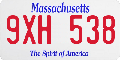 MA license plate 9XH538