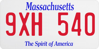 MA license plate 9XH540
