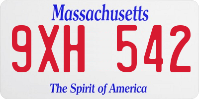 MA license plate 9XH542