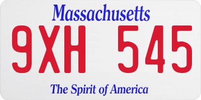 MA license plate 9XH545