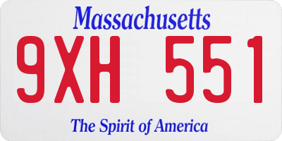 MA license plate 9XH551