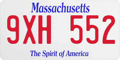 MA license plate 9XH552