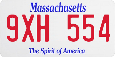 MA license plate 9XH554