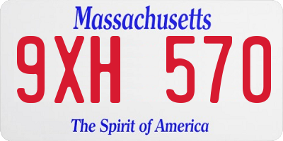 MA license plate 9XH570
