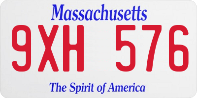 MA license plate 9XH576