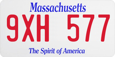 MA license plate 9XH577