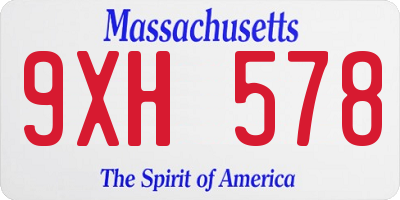 MA license plate 9XH578
