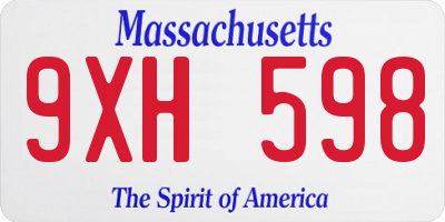 MA license plate 9XH598