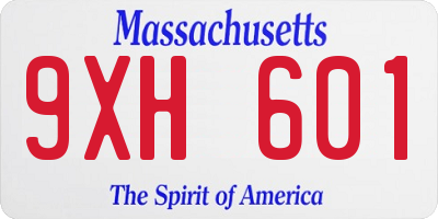 MA license plate 9XH601