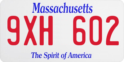 MA license plate 9XH602