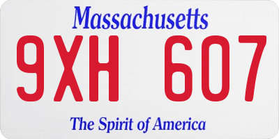 MA license plate 9XH607