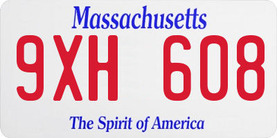 MA license plate 9XH608