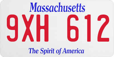 MA license plate 9XH612