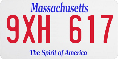 MA license plate 9XH617