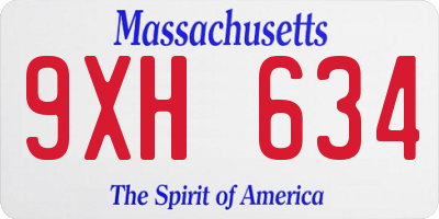 MA license plate 9XH634