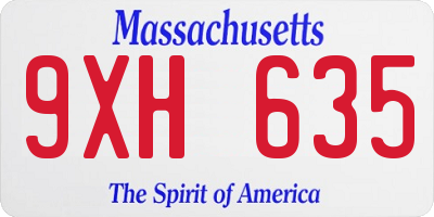 MA license plate 9XH635