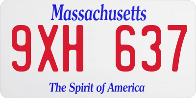 MA license plate 9XH637