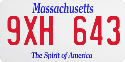 MA license plate 9XH643