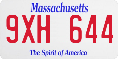 MA license plate 9XH644