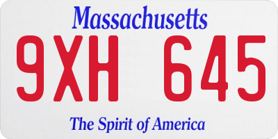 MA license plate 9XH645