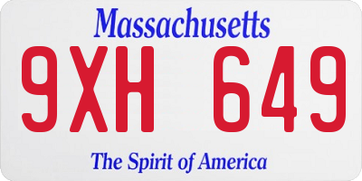 MA license plate 9XH649