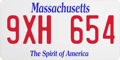 MA license plate 9XH654