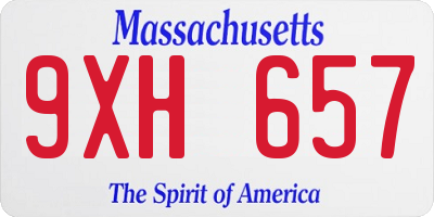MA license plate 9XH657