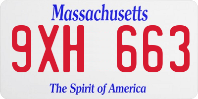 MA license plate 9XH663