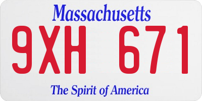 MA license plate 9XH671