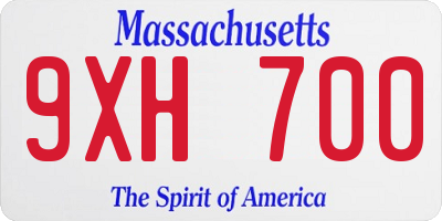 MA license plate 9XH700
