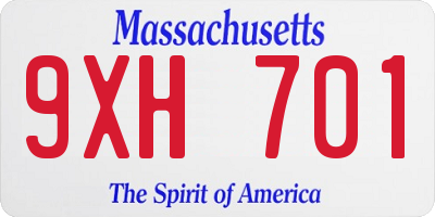 MA license plate 9XH701