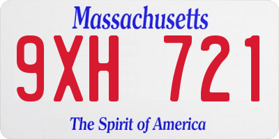 MA license plate 9XH721