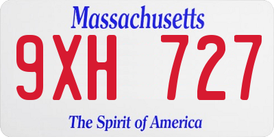 MA license plate 9XH727