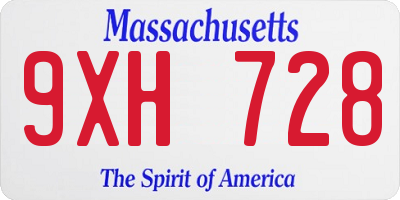 MA license plate 9XH728